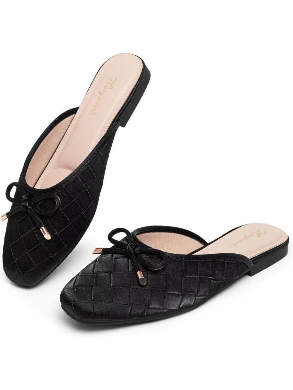 Women's Black Comfortable Closed Toe Casual Mules Slip On Stylish Flats Shoes